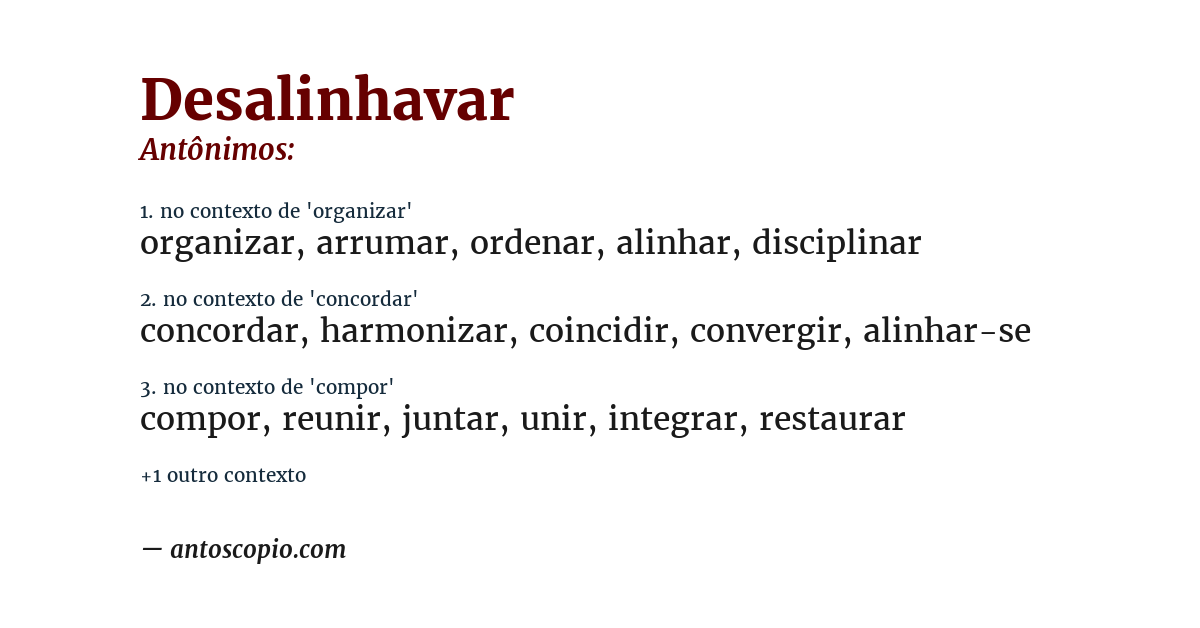 Antônimo de desalinhavar