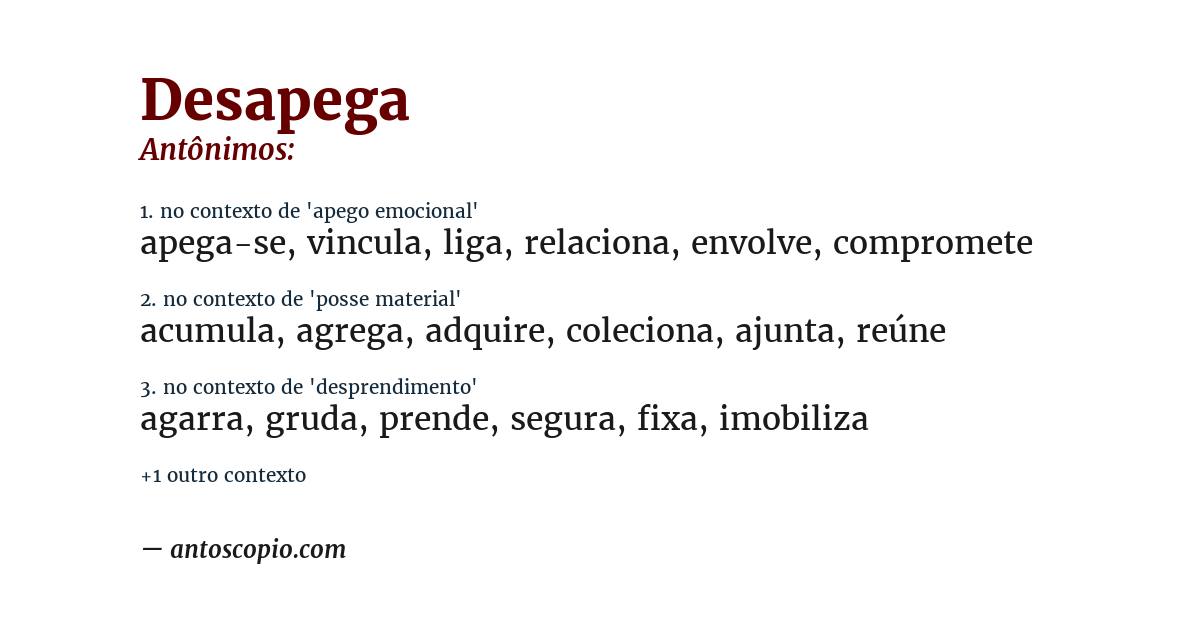 Antônimo de desapega