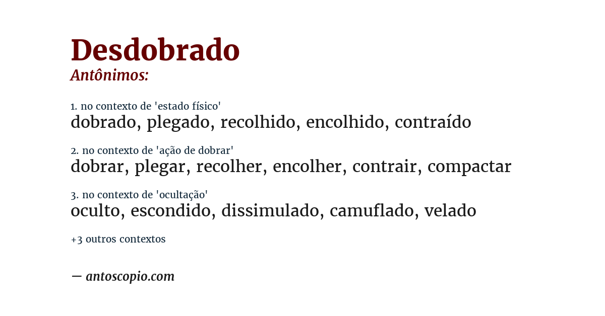 Antônimo de desdobrado