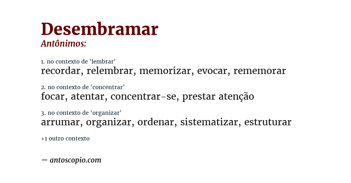 Antônimo de desembramar