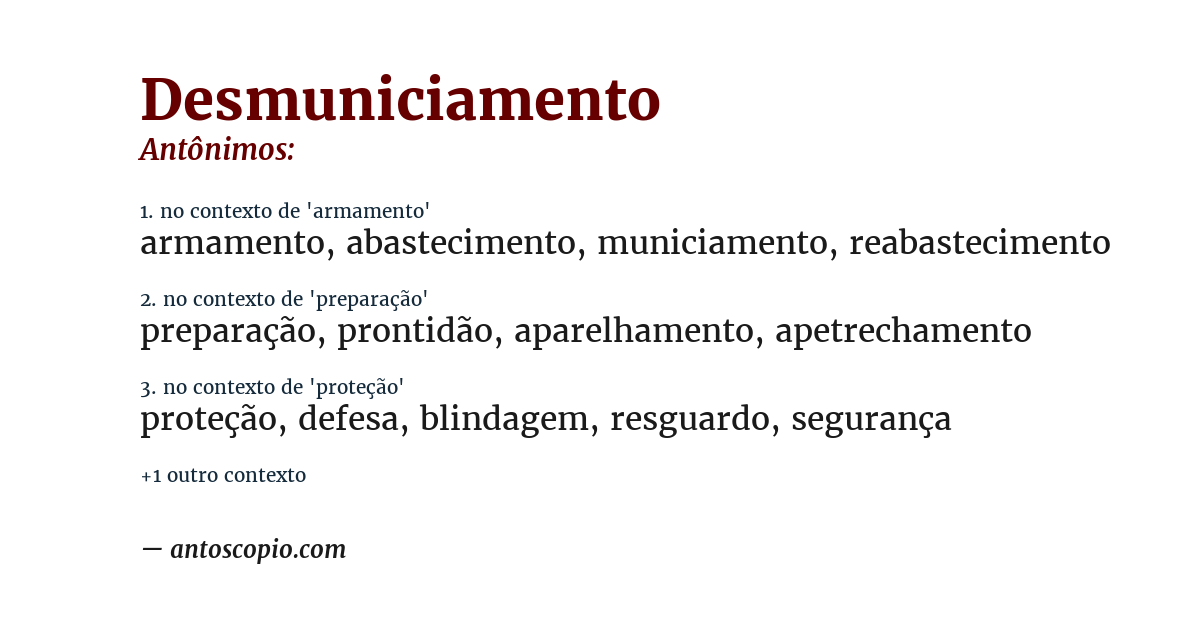 Antônimo de desmuniciamento