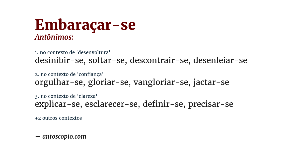 Antônimo de embaraçar-se