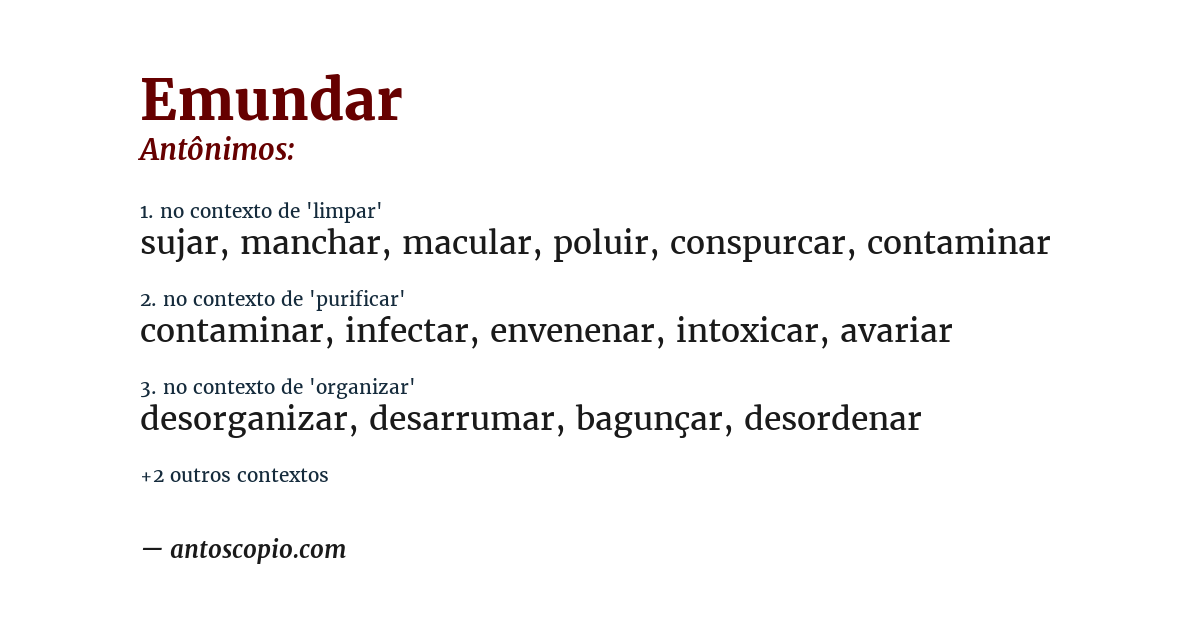 Antônimo de emundar