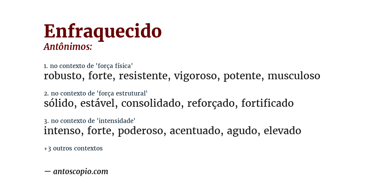 Antônimo de enfraquecido