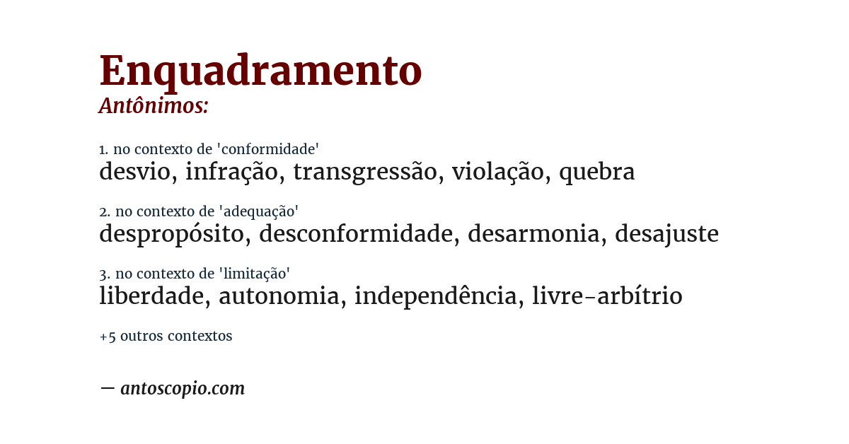 Antônimo de enquadramento