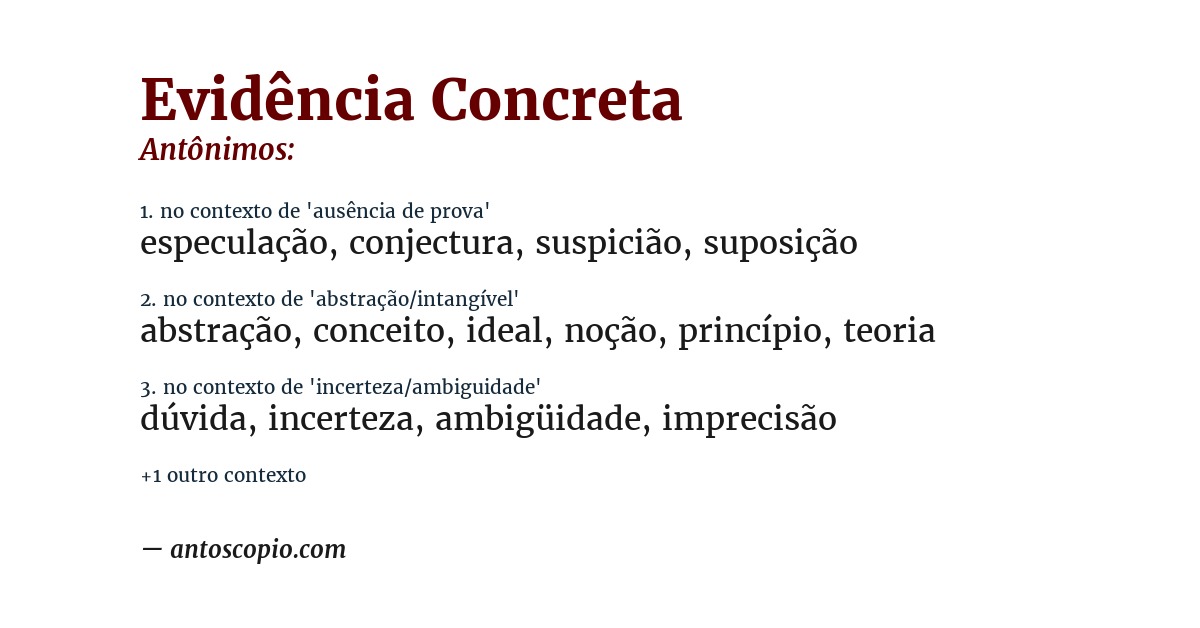 Antônimo de evidência concreta