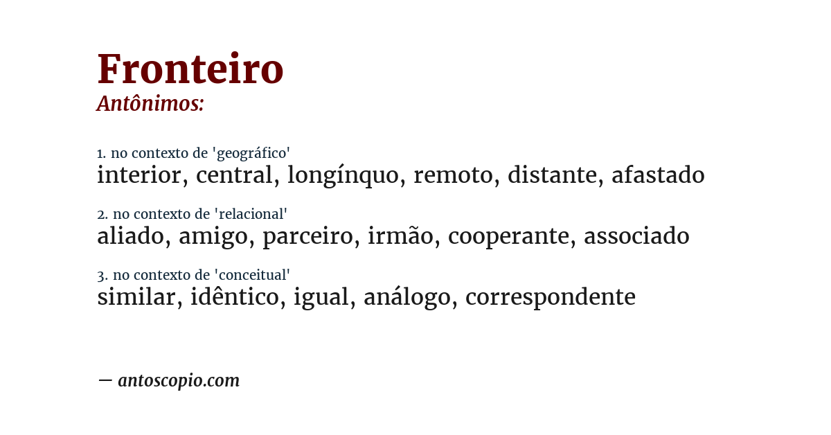 Antônimo de fronteiro