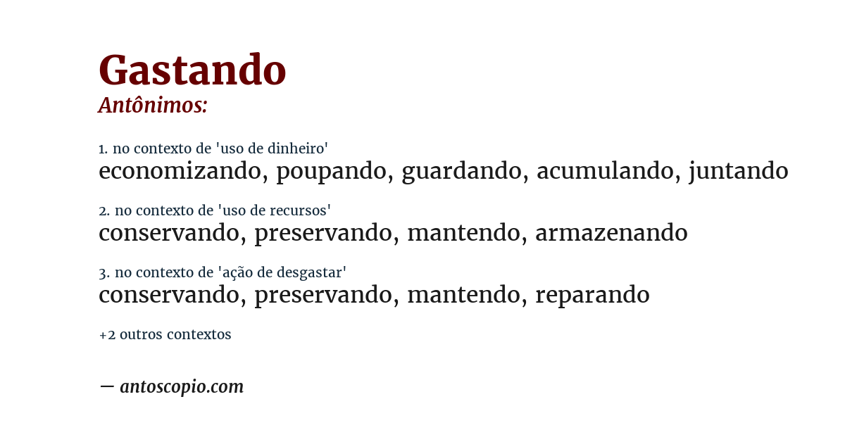 Antônimo de gastando