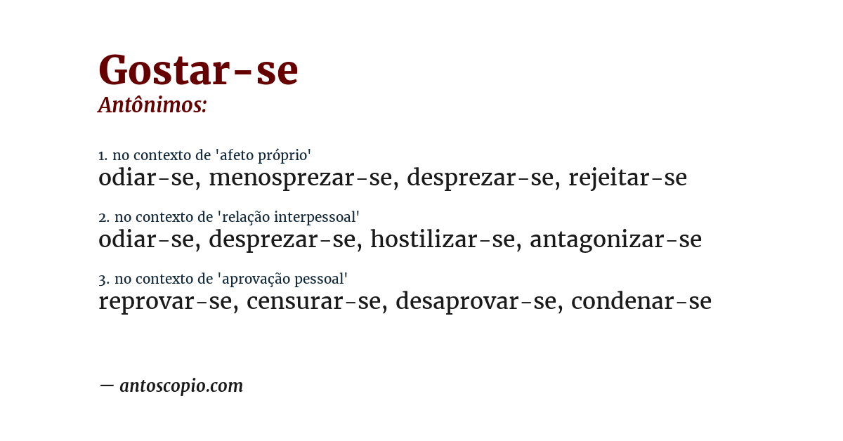 Antônimo de gostar-se