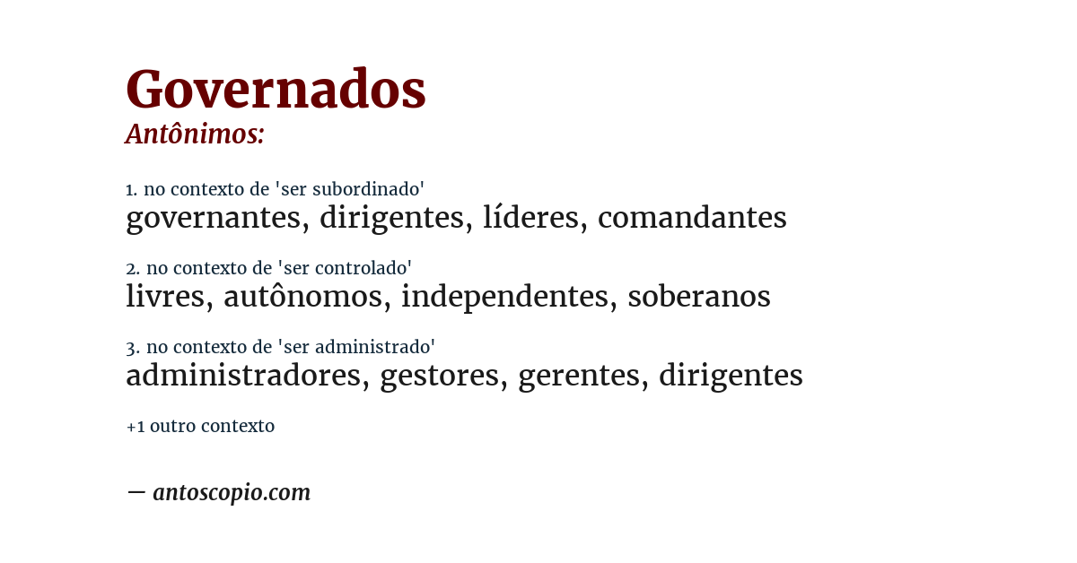 Antônimo de governados
