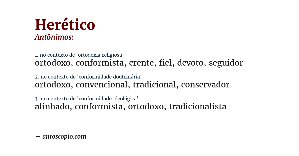 Antônimo de herético