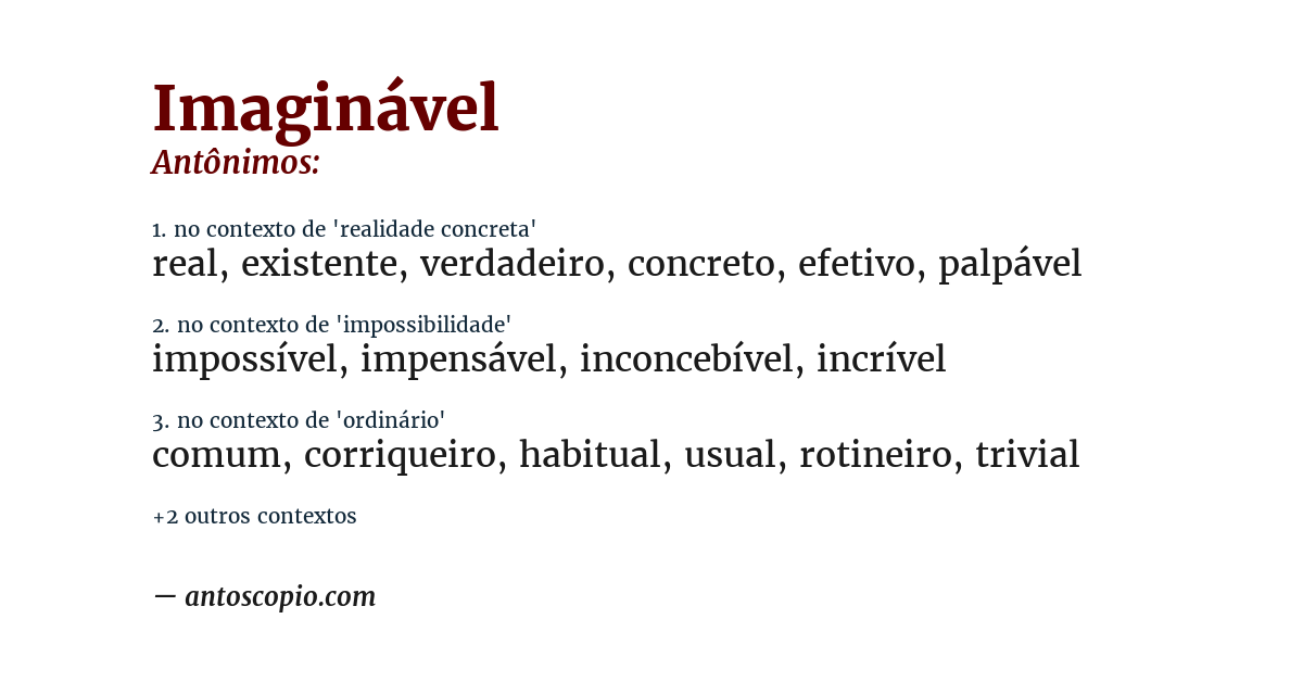Antônimo de imaginável