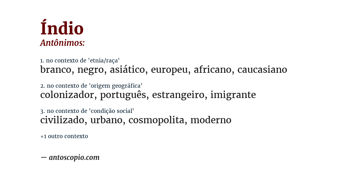 Antônimo de índio