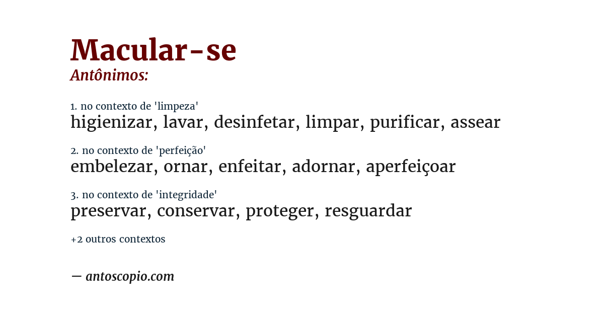 Antônimo de macular-se