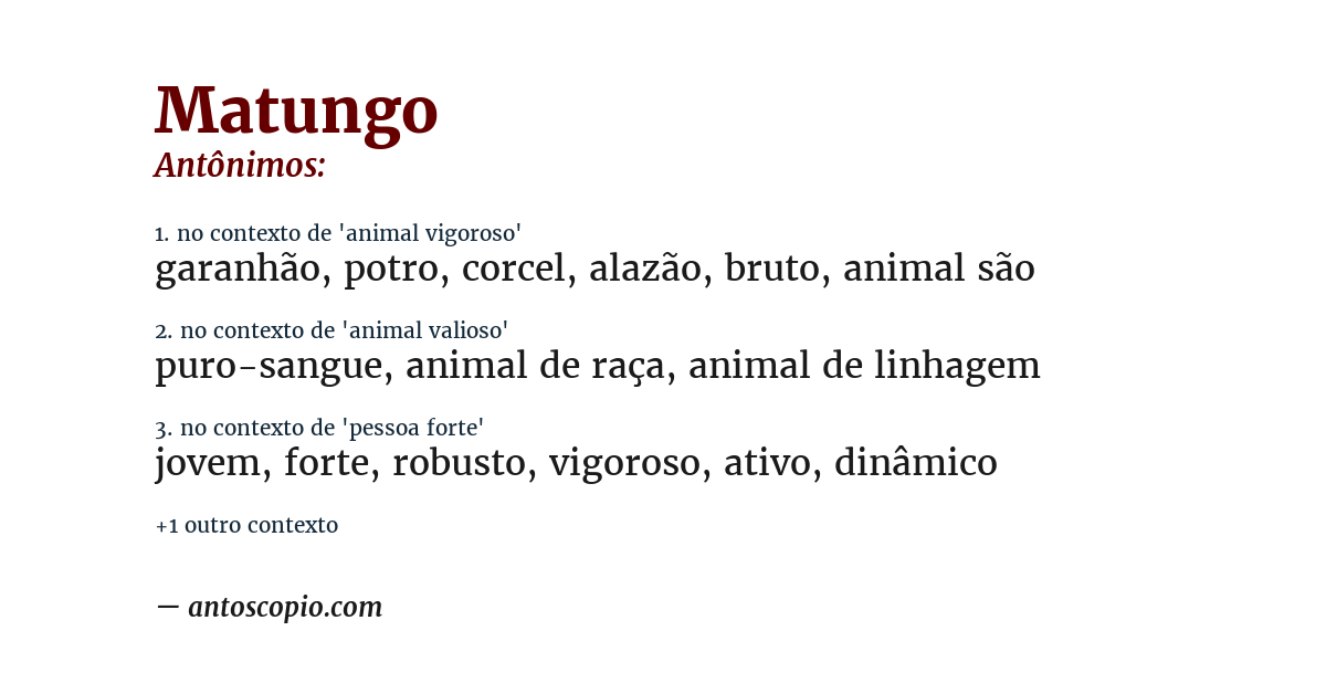 Antônimo de matungo
