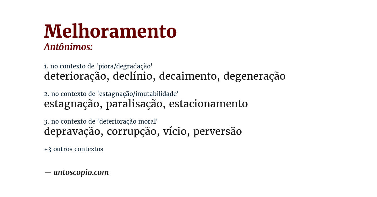 Antônimo de melhoramento