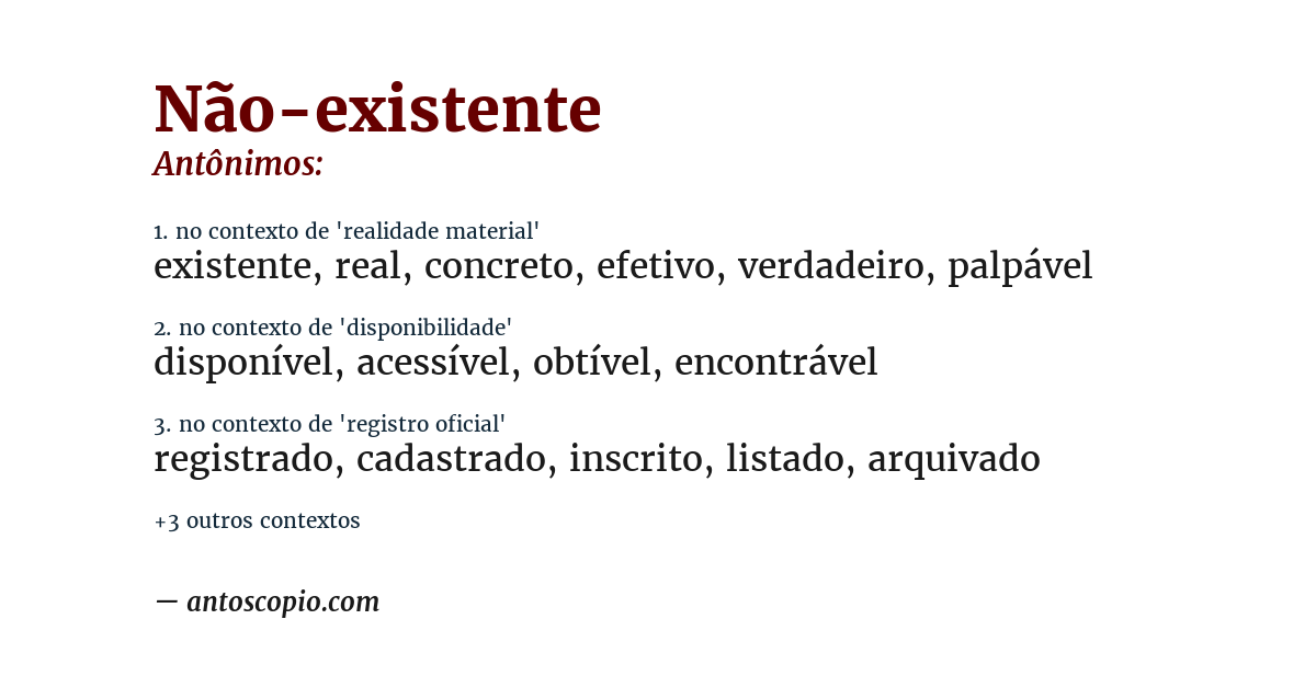 Antônimo de não-existente