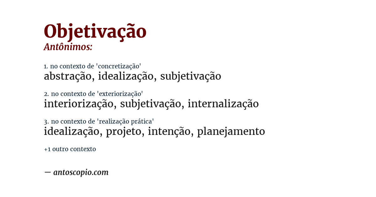 Antônimo de objetivação