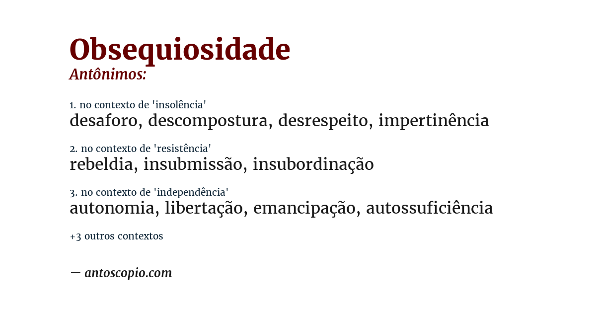 Antônimo de obsequiosidade