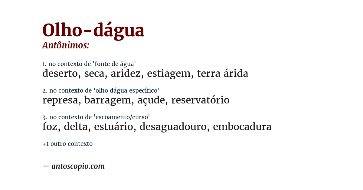 Antônimo de olho-dágua