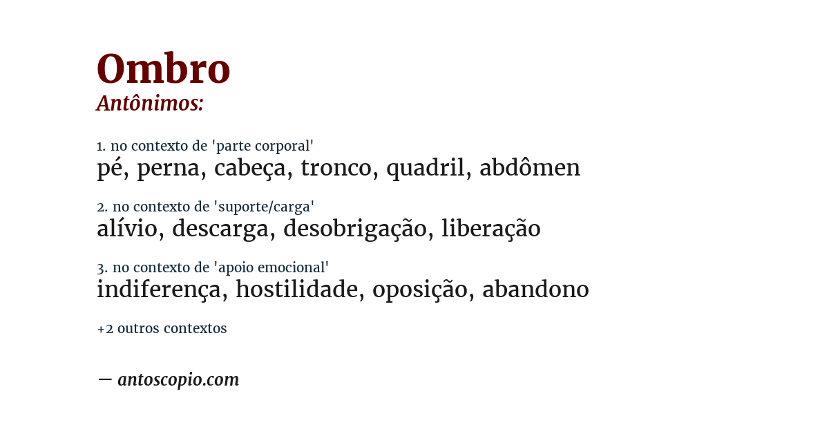Antônimo de ombro