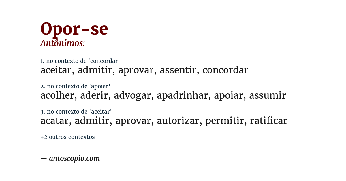Antônimo de opor-se