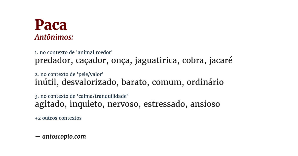 Antônimo de paca