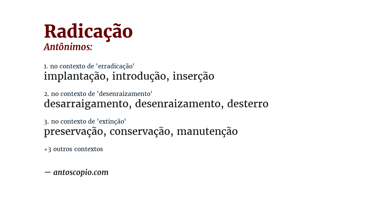 Antônimo de radicação