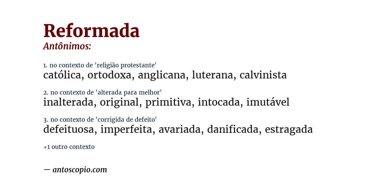 Antônimo de reformada