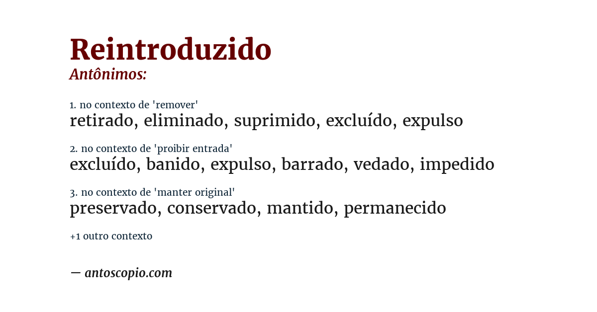 Antônimo de reintroduzido