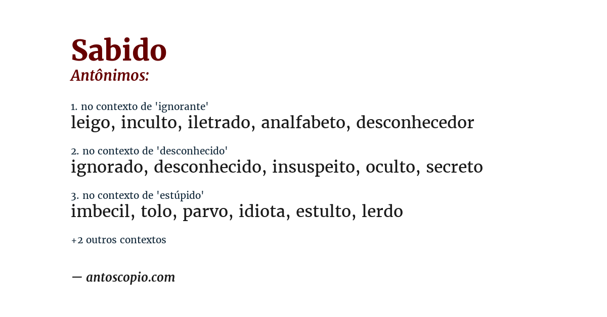 Antônimo de sabido
