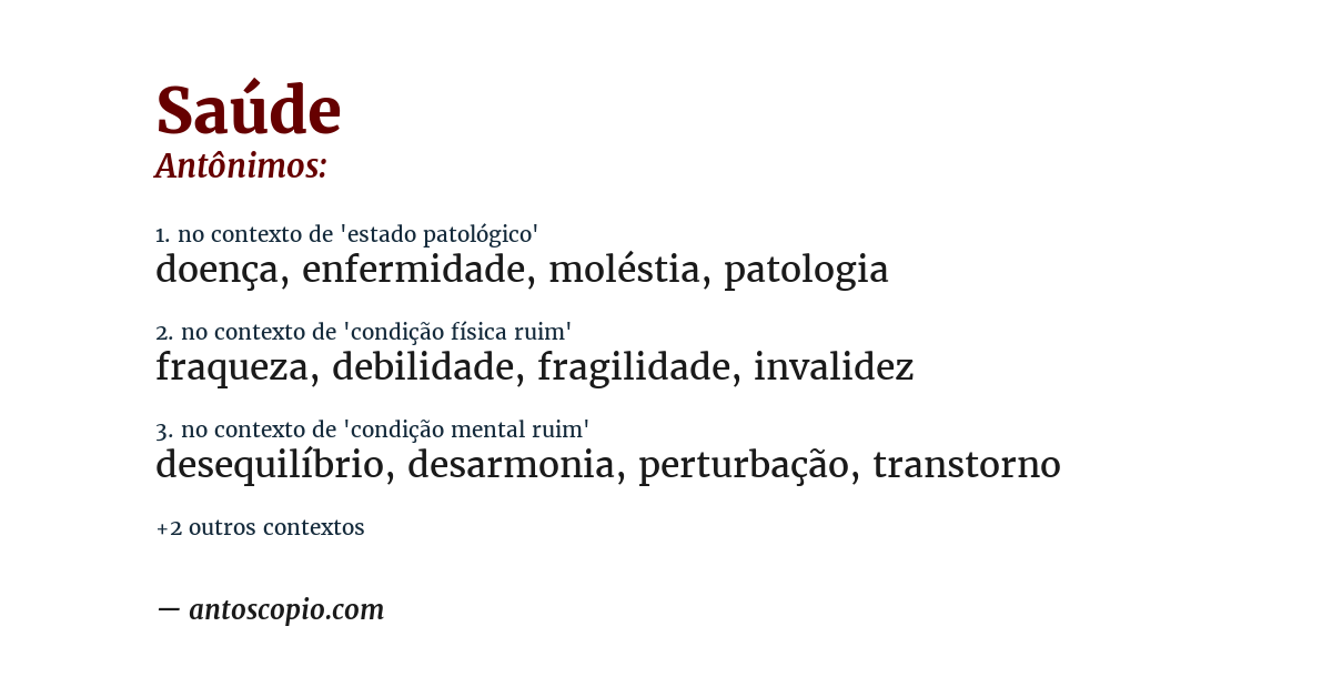 Antônimo de saúde
