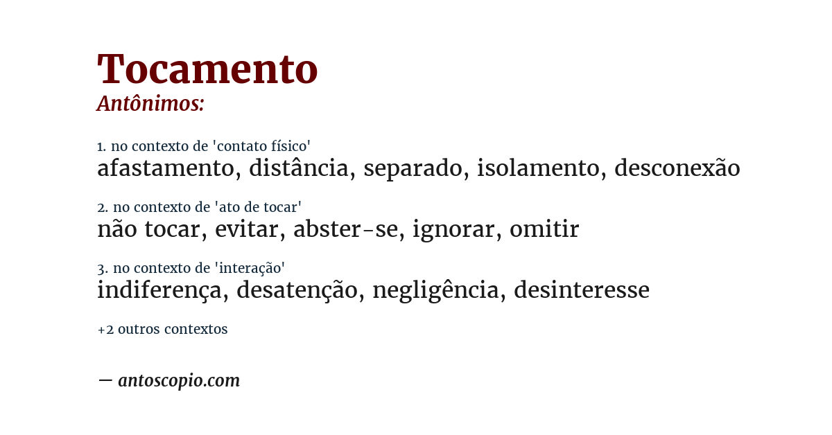 Antônimo de tocamento