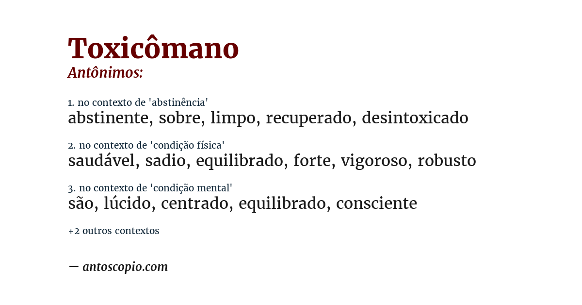 Antônimo de toxicômano