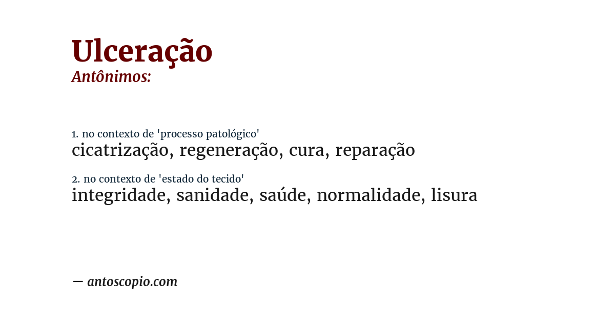 Antônimo de ulceração
