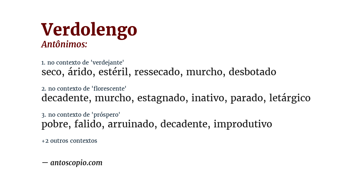 Antônimo de verdolengo