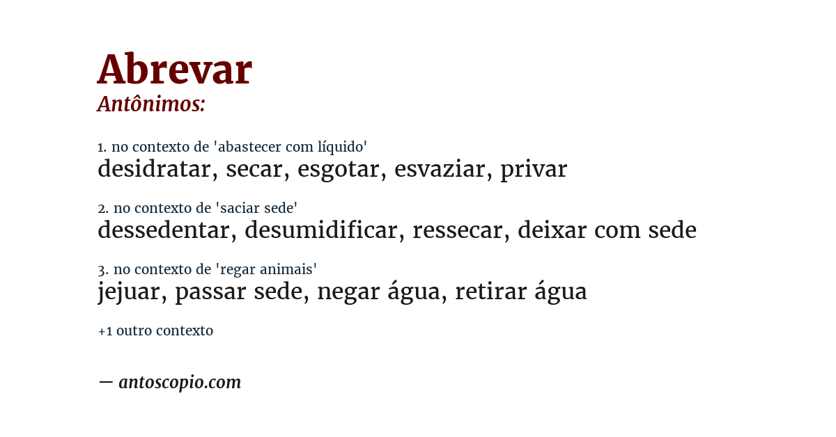 Antônimo de abrevar