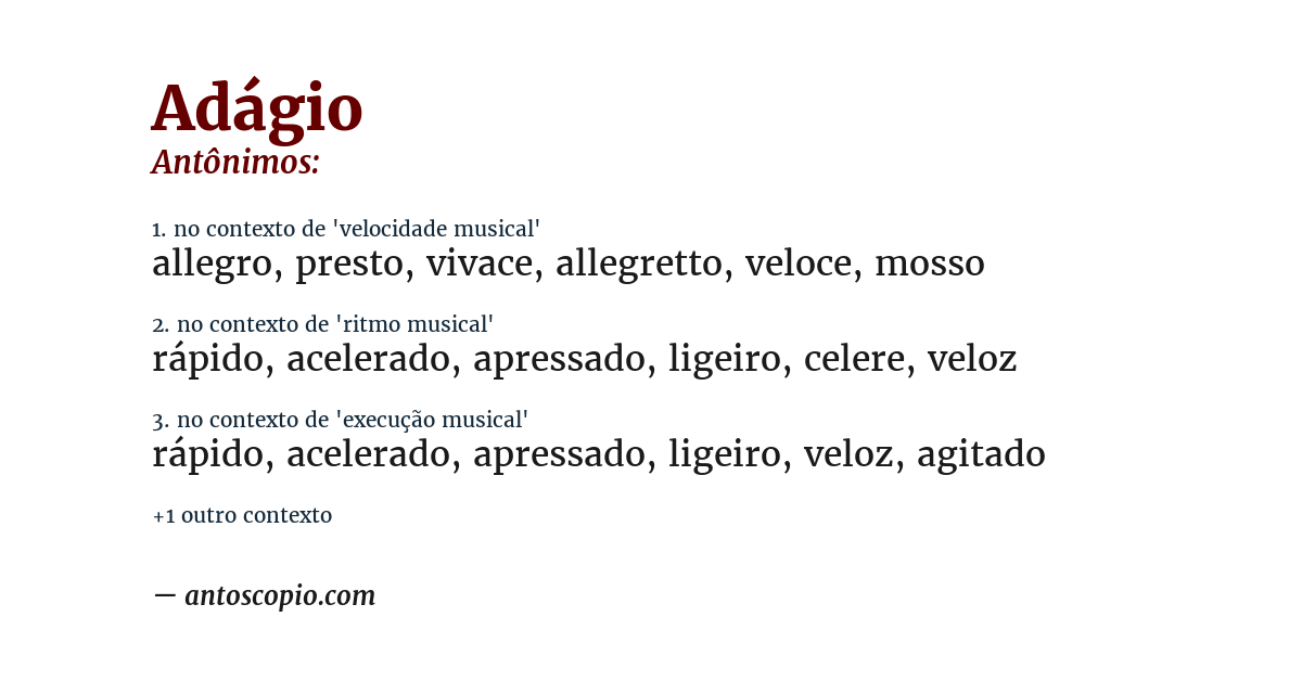 Antônimo de adágio