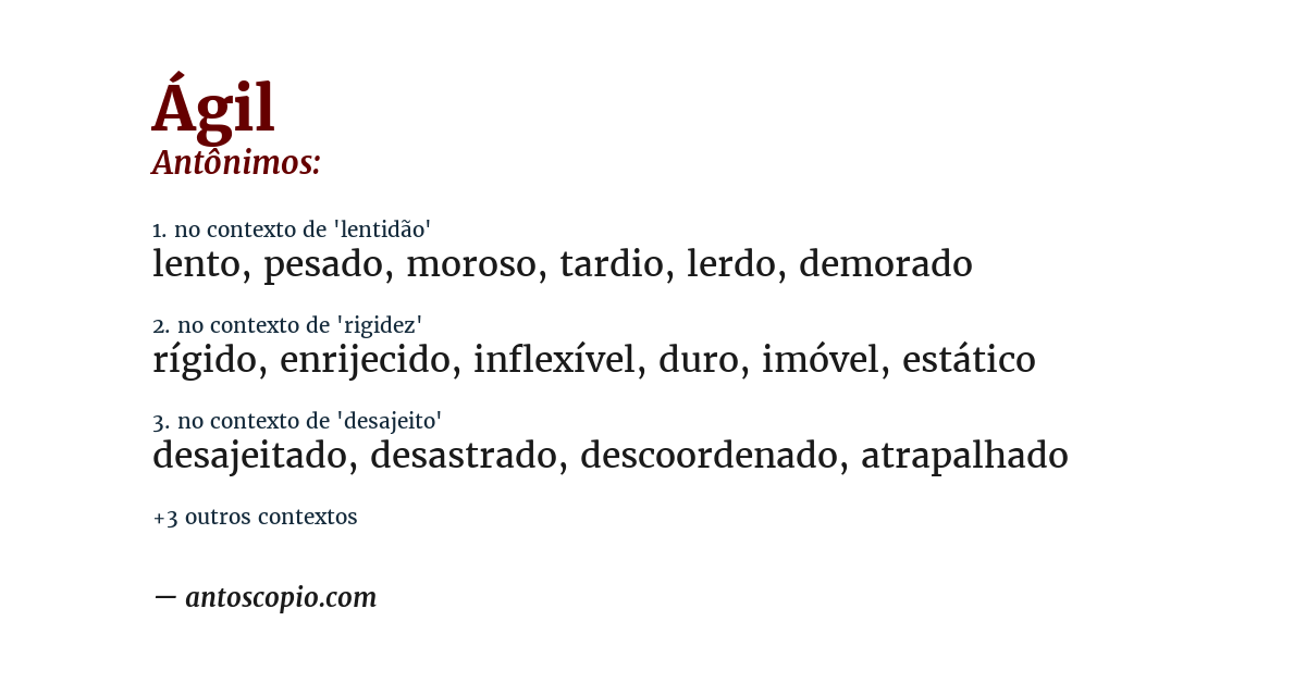 Antônimo de ágil