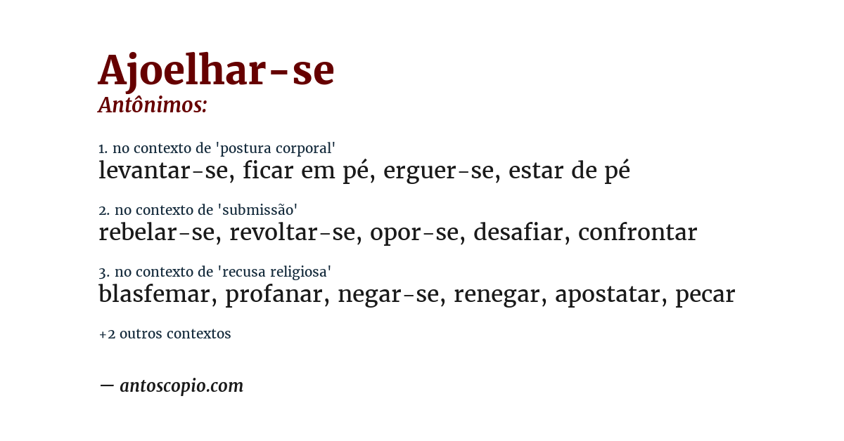 Antônimo de ajoelhar-se