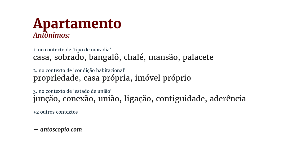 Antônimo de apartamento