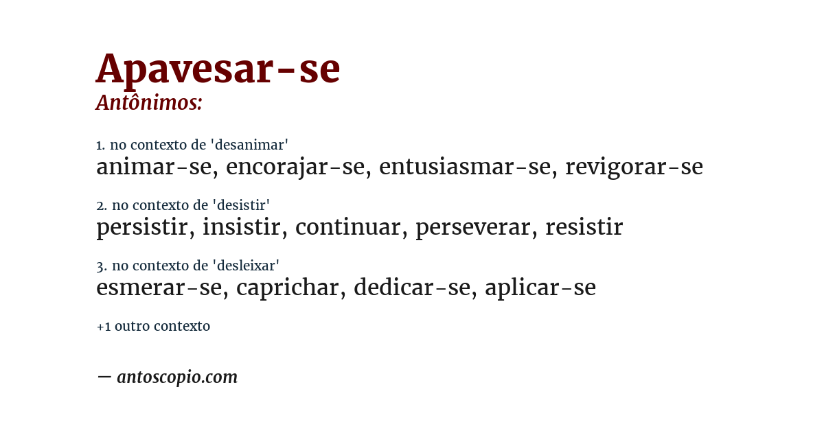 Antônimo de apavesar-se