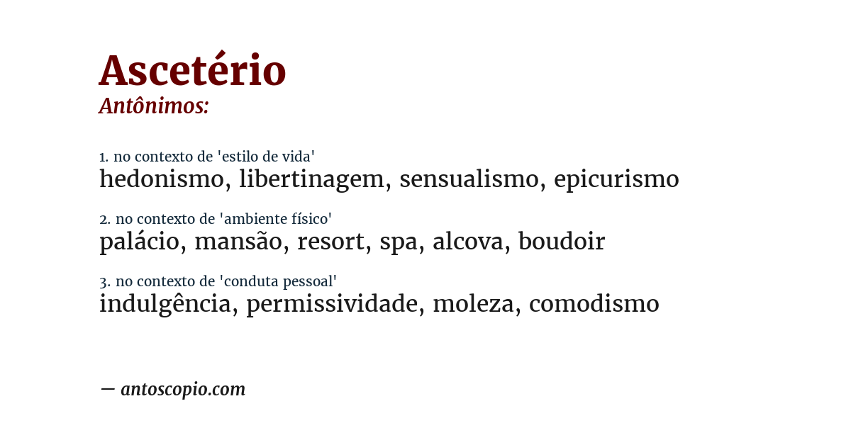 Antônimo de ascetério