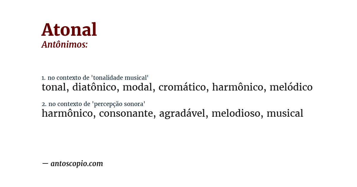 Antônimo de atonal