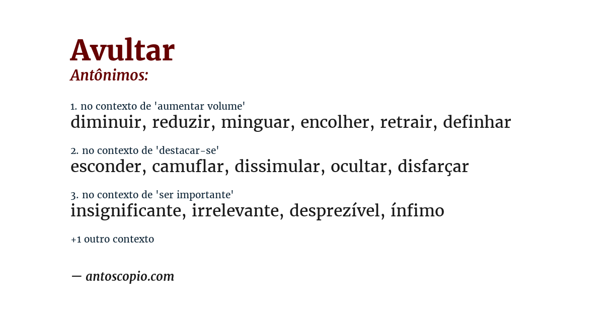 Antônimo de avultar