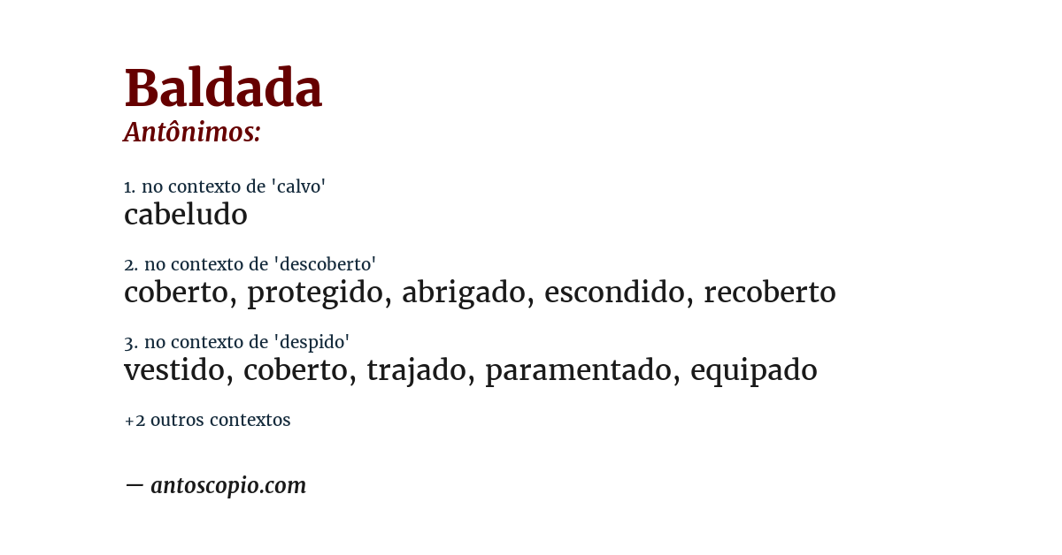 Antônimo de baldada