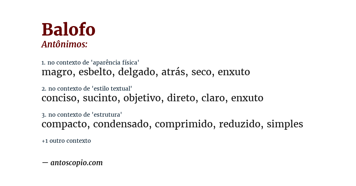 Antônimo de balofo