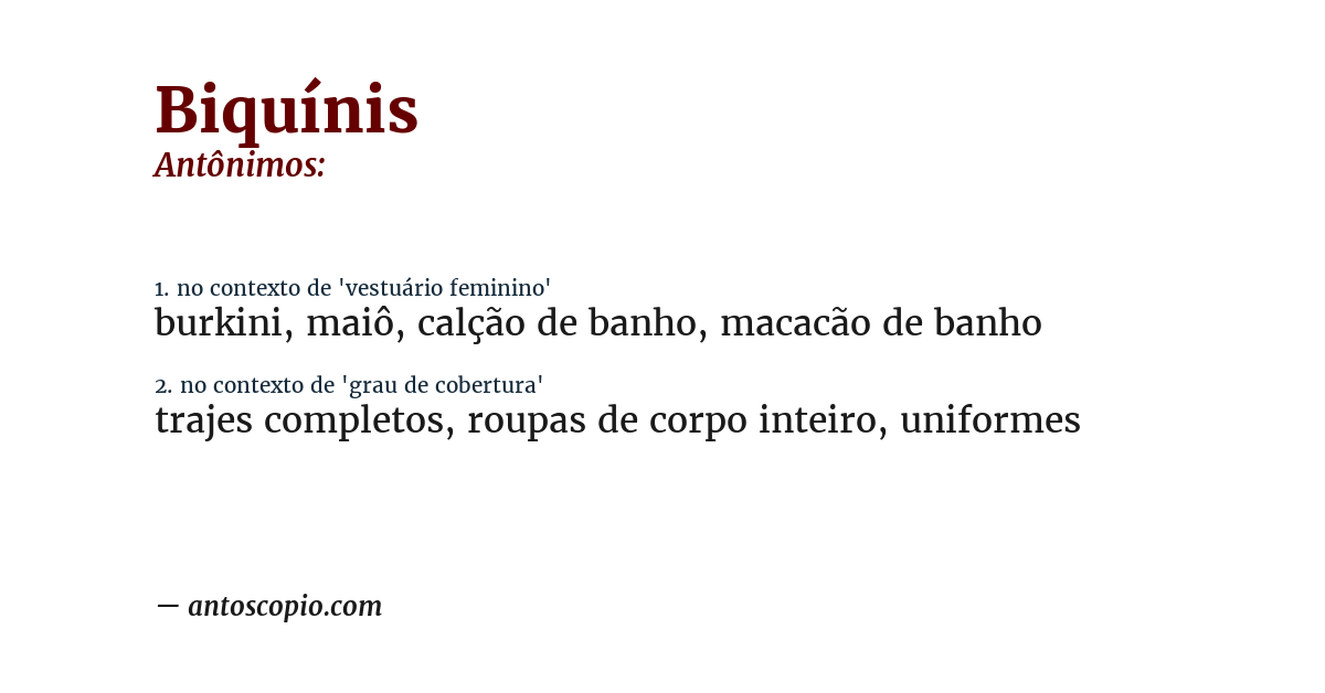 Antônimo de biquínis