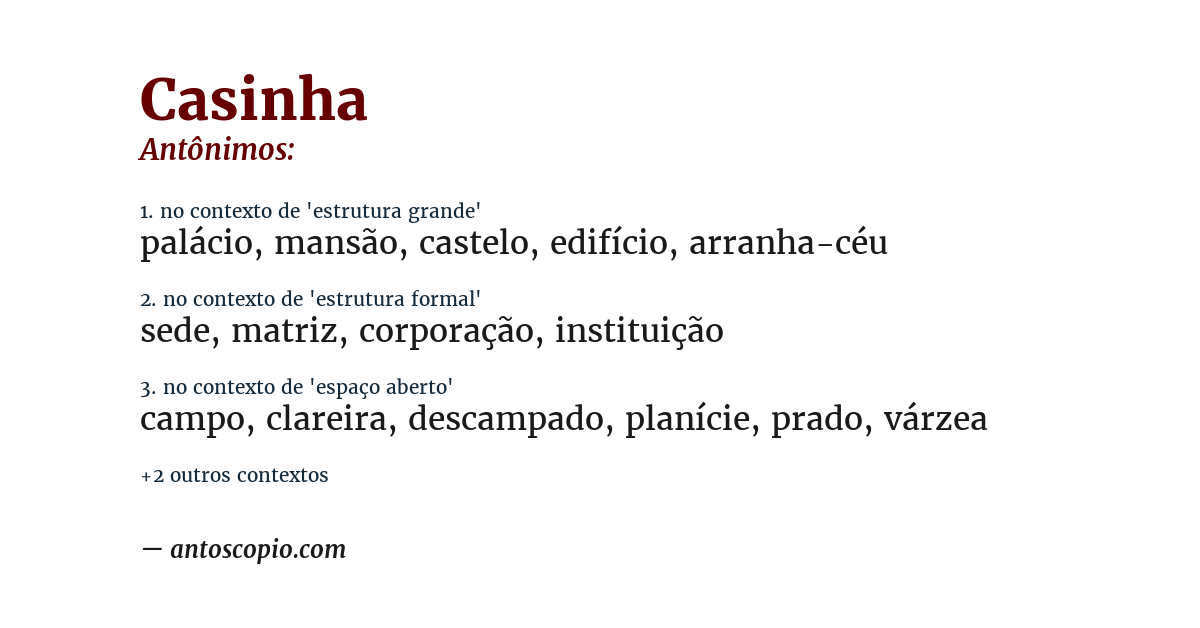 Antônimo de casinha