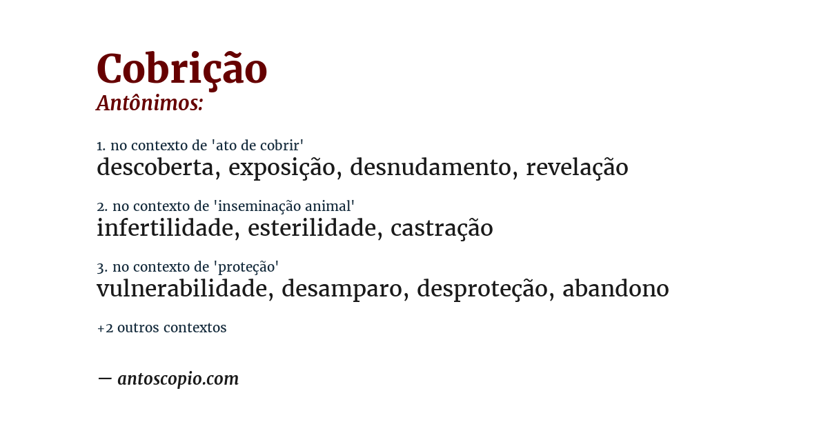 Antônimo de cobrição